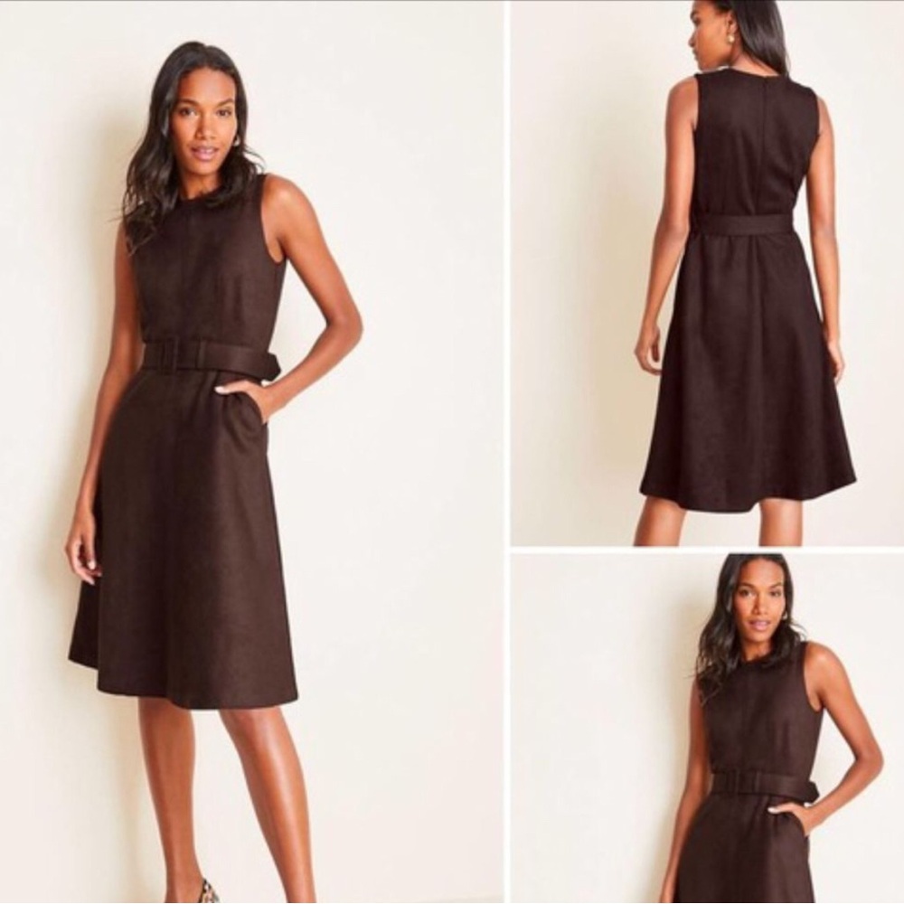 Ann Taylor Brown Faux Suede Dress size 14 NWT